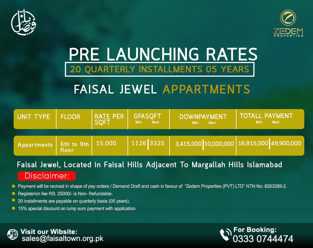 faisal Jewel Appartment Booking